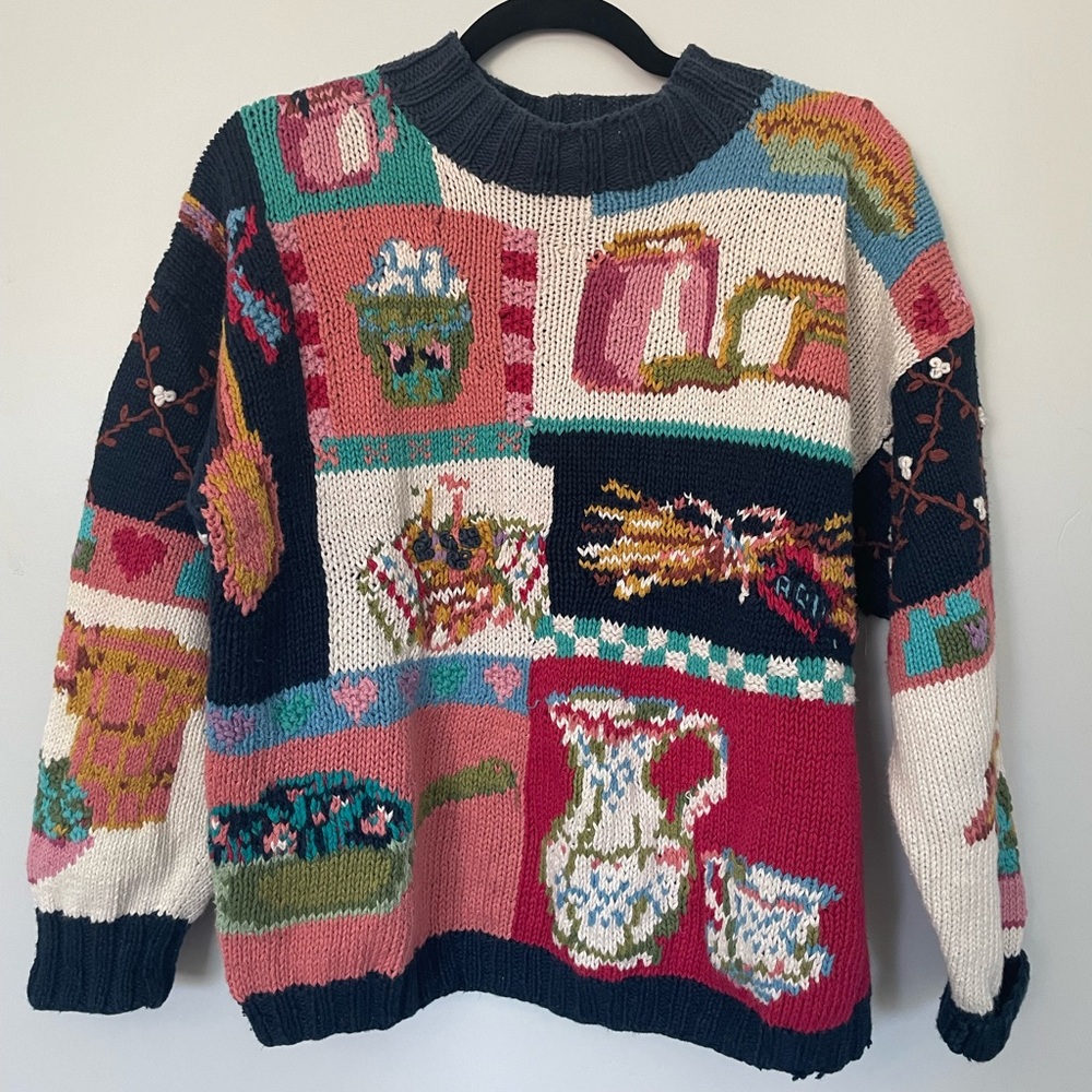 Vintage looking hang knit sweater